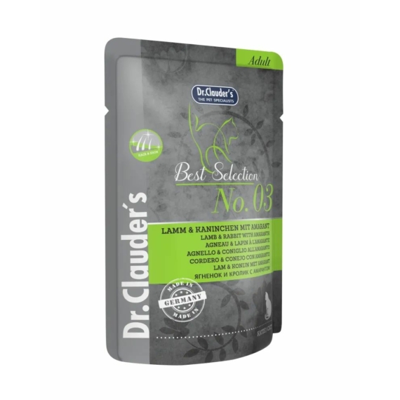 Dr.Clauders Best Selection Cat No3 alutasak bárány&nyúl amaránttal - Hair&Skin 85g – konzerves macskaeledel