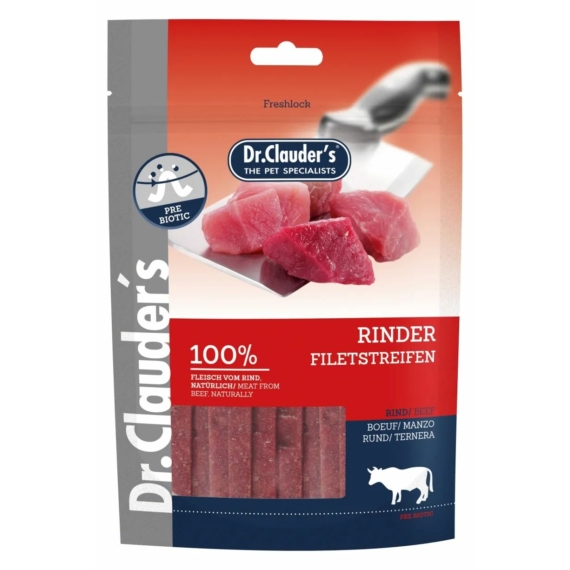 Dr.Clauders Dog Jutalomfalat Premium Marhafilé Csíkok 80g – jutalomfalat kutyáknak