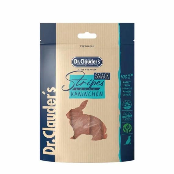 Dr.Clauders Dog Jutalomfalat Stripes Large Nyúlhús csíkok 80g – jutalomfalat kutyáknak