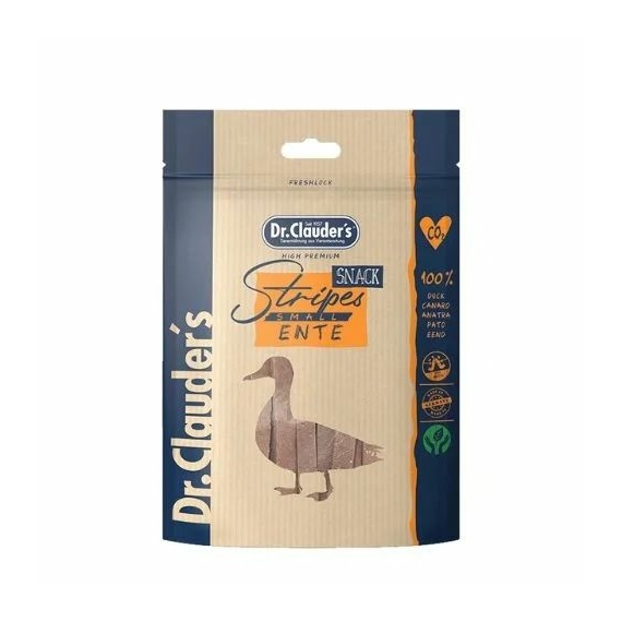Dr.Clauders Dog Jutalomfalat Stripes Small Kacsahús csíkok 80g – jutalomfalat kutyáknak