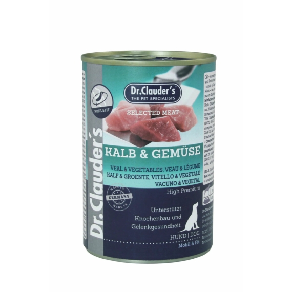 Dr.Clauders Dog Selected Meat Borjús és zöldséges konzerv 400g – konzerves kutyaeledel
