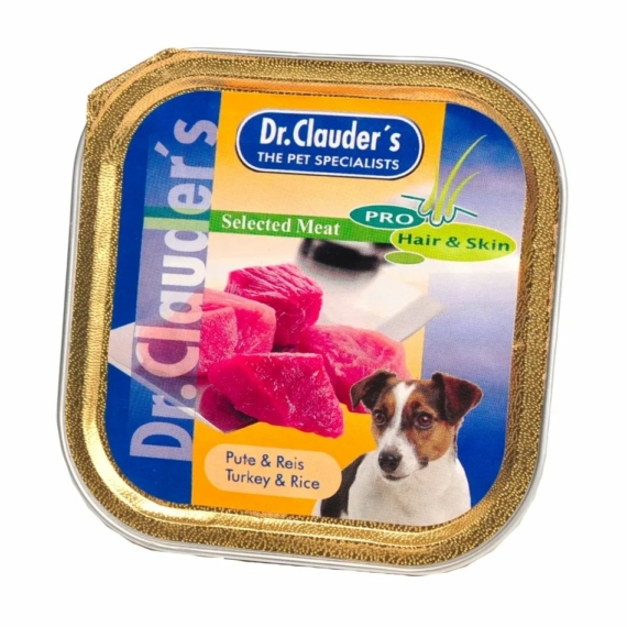 Dr.Clauders Dog Selected Meat Pulykás és rizses alutálka 100g – konzerves kutyaeledel
