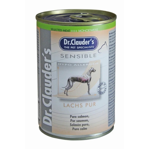 Dr.Clauders Dog Selected Meat Sensible Salmon Pure lazacos konzerv 375g – konzerves kutyaeledel