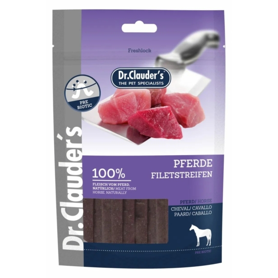 Dr.Clauders Premium Ló filé csíkok jutalomfalat 80g – jutalomfalat kutyáknak