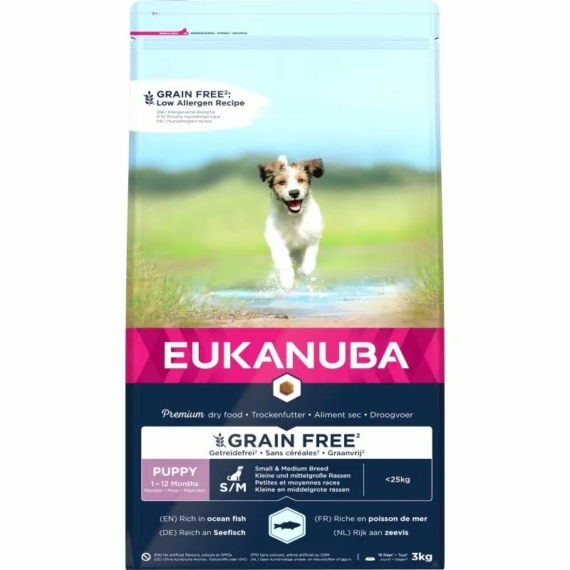Eukanuba Puppy & Junior Grain Free Small&Medium Ocean Fisch 3kg – száraz kutyatáp