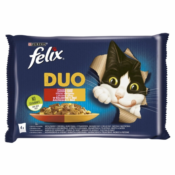 Felix Fantastic Duo Házias válogatás Aszpikban 4x85g – konzerves macskaeledel