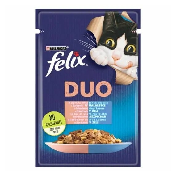 Felix Fantastic Duo Lazaccal és Szardíniával Aszpikban 85g – konzerves macskaeledel