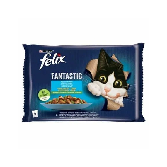 Felix Fantastic Duo Multipack Halas Válogatás Zöldségekkel Aszpikban 4x85g – konzerves macskaeledel