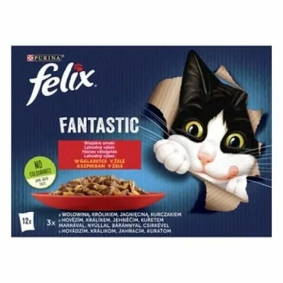 Felix Fantastic Multipack Házias Válogatás Aszpikban 12x85g – konzerves macskaeledel