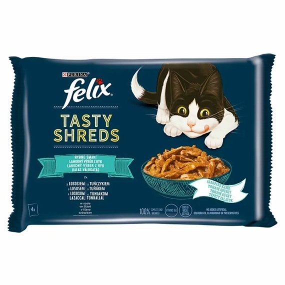 Felix Shreds Alutasak 4x80g Halas válogatás szószban – konzerves macskaeledel