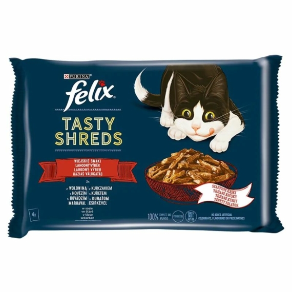 Felix Shreds Alutasak 4x80g Házias válogatás szószban – konzerves macskaeledel