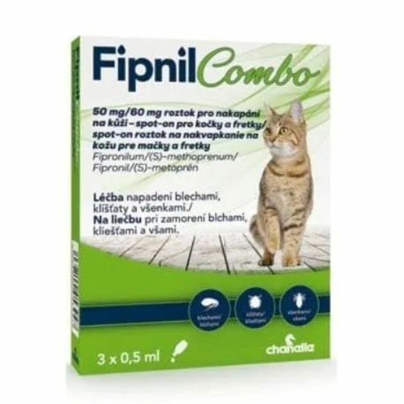 Fipnil combo 50 mg/60 mg rácsepegtető oldat macskáknak és vadászgörényeknek 3x