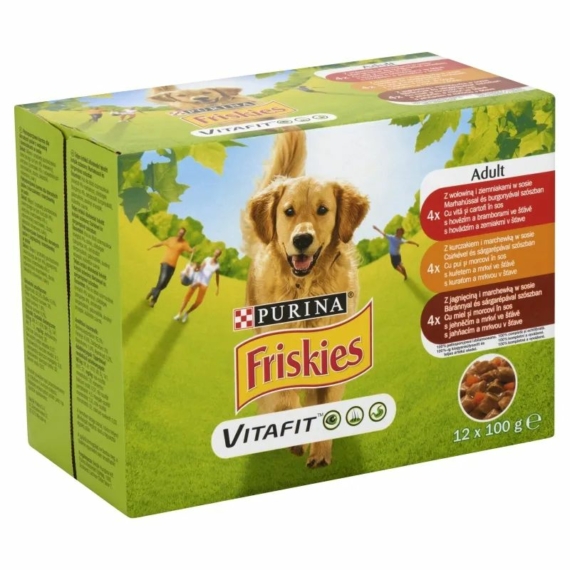 Friskies alutasak Adult Dog Multipack 12x100g Szószos válogatás – konzerves kutyaeledel