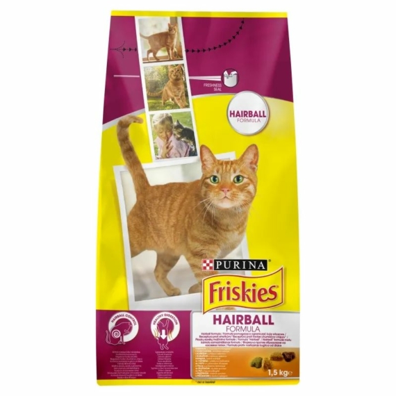 Friskies Száraz Macska Hairball Formula Csirke+Zöldség 1,5 kg – száraz macskatáp