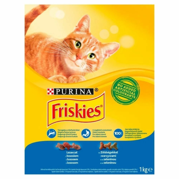 Friskies Száraz Macska Lazac+Zöldség 1kg – száraz macskatáp