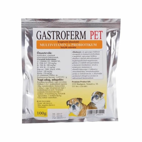 Gastroferm Pet kutya 100 g – táplálékkiegészítő kutyáknak