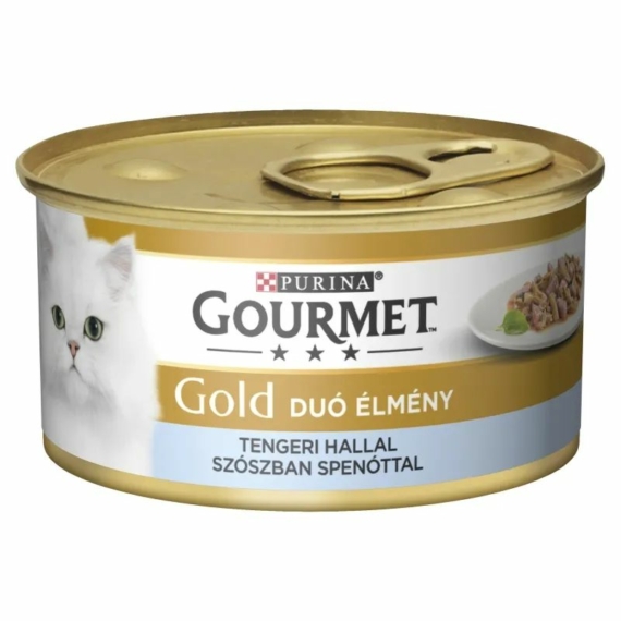 Gourmet Gold  Duó Tengeri Hallal, Spenótos Szószban 85g – konzerves macskaeledel