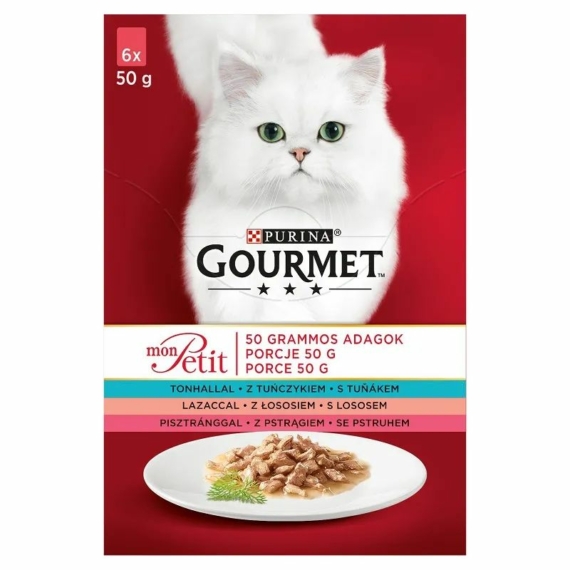 Gourmet Mon Petit Tonhallal/Lazaccal/Pisztránggal 6x50g – konzerves macskaeledel