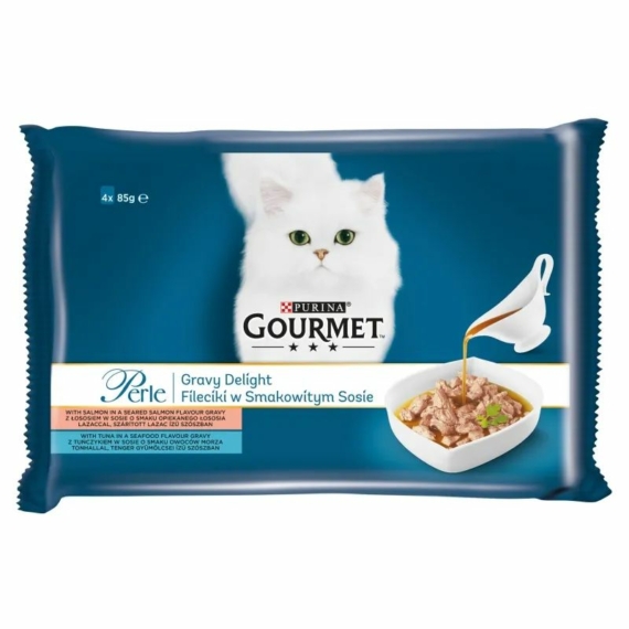 Gourmet Perle Gravy Delight Lazac 4x85g – konzerves macskaeledel