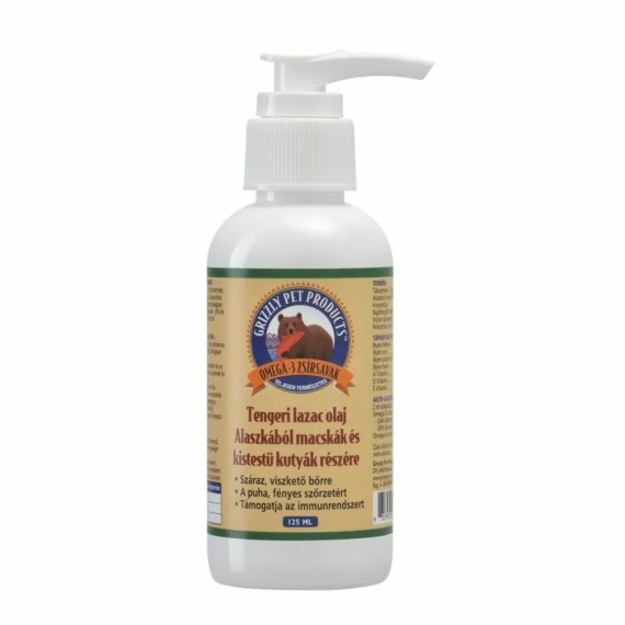 Grizzly Lazacolaj 125ml Kistestű Kutyáknak És Macskáknak – táplálékkiegészítő kutyáknak