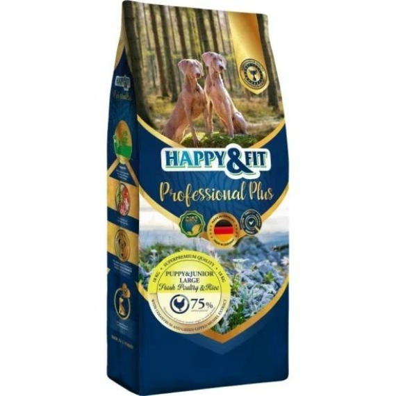 Happy&Fit Professional Plus Puppy & Junior Fresh Poultry & Rice Large 18kg – száraz kutyatáp