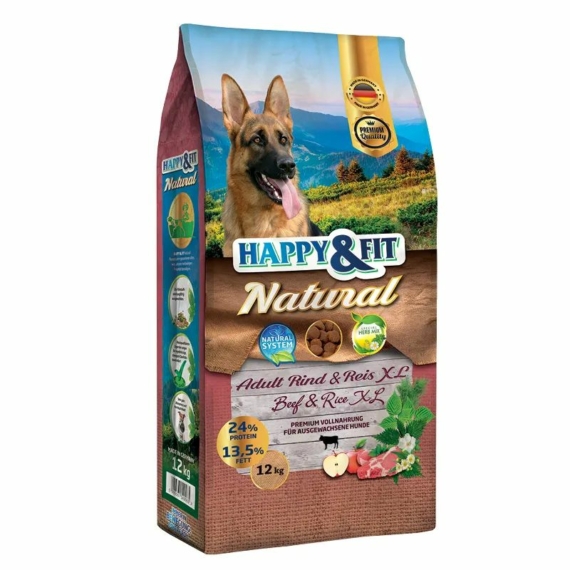 Happy&Fit Natural Adult Rind&Reis XL 12kg – száraz kutyatáp