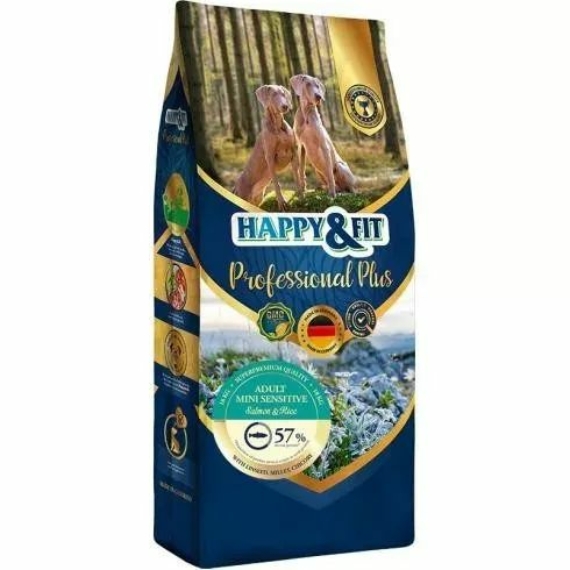 Happy&Fit Professional Plus Adult Mini Sensitive Salmon&Rice 15+3kg – száraz kutyatáp