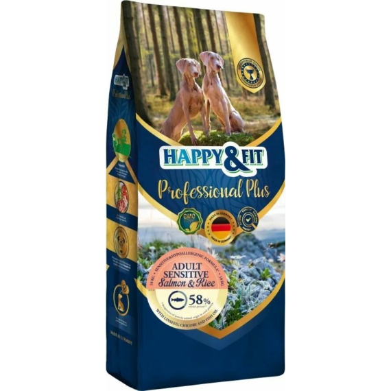 Happy&Fit Professional Plus Adult Sensitive Salmon&Rice 18kg – száraz kutyatáp
