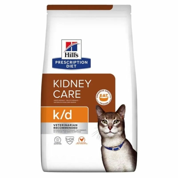 Hills PD Feline K/D 3 kg Csirke - krónikus vese- és szívelégtelenség; urát és cisztin hú – száraz macskatáp
