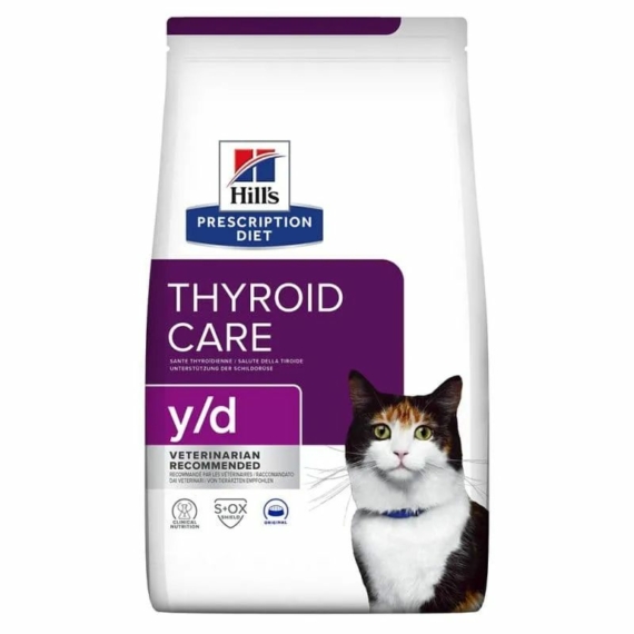 Hills PD Feline Y/D 3 kg - pajzsmirigy-problémák, hyperthyreosisos macskák kezelé – száraz macskatáp