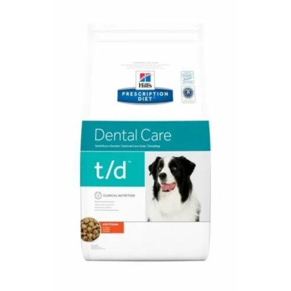 Hills Prescription Diet  Canine T/D 3 kg - fogproblémák étredi kezelése: foglepedés, fogkő, fogel – száraz kutyatáp