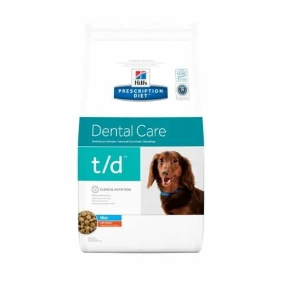 Hills Prescription Diet  Canine T/D Mini 3 kg - fogproblémák étredi kezelése: foglepedés, fogkő, – száraz kutyatáp