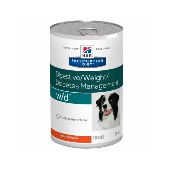 Hills Prescription Diet  Canine W/D 370 g - cukorbetegség, súly szintentartása, rostra reagáló GI – konzerves kutyaeledel