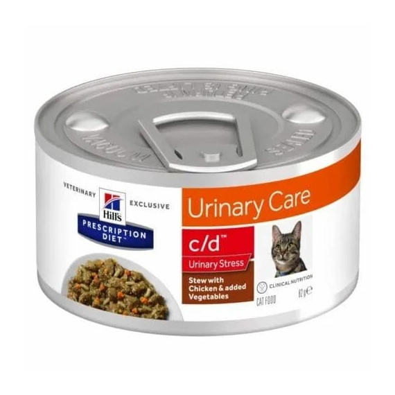 Hills Prescription Diet  Feline C/D Multicare Urinary Stress 82 g - a stressz okozta Idiopatikus – konzerves macskaeledel