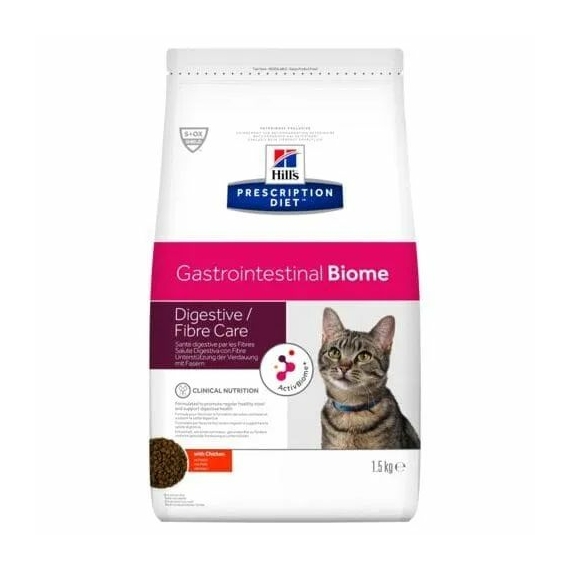 Hills Prescription Diet  Feline GI Biome 1.5 kg - székrekedés, rostérzékeny, szteroidokra reagáló – száraz macskatáp