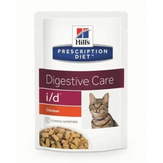 Hills Prescription Diet  Feline I/D Pouch Chicken 12x85g - gasztrointesztinális rendellenességek – konzerves macskaeledel
