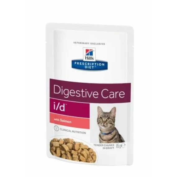 Hills Prescription Diet  Feline I/D Pouch Salmon 12x85g - gasztrointesztinális rendellenességek – konzerves macskaeledel