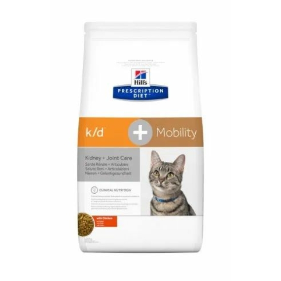 Hills Prescription Diet  Feline K/D + Mobility 2 kg - krónikus vesebetegség és izületi támogatás – száraz macskatáp