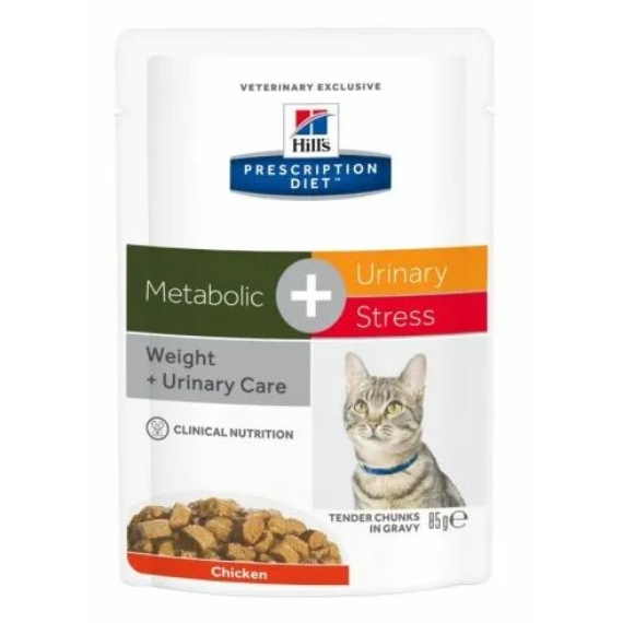 Hills Prescription Diet  Feline Meta+Urinary Stress 12x85g - stressz okozta idiopatikus húgyhólya – konzerves macskaeledel