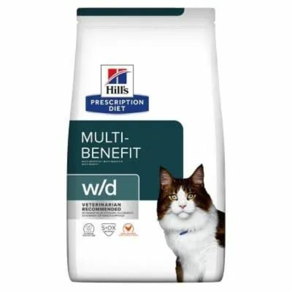 Hills Prescription Diet  Feline W/D 1.5 kg - cukorbetegség, súly szintentartása, rostra reagáló G – száraz macskatáp