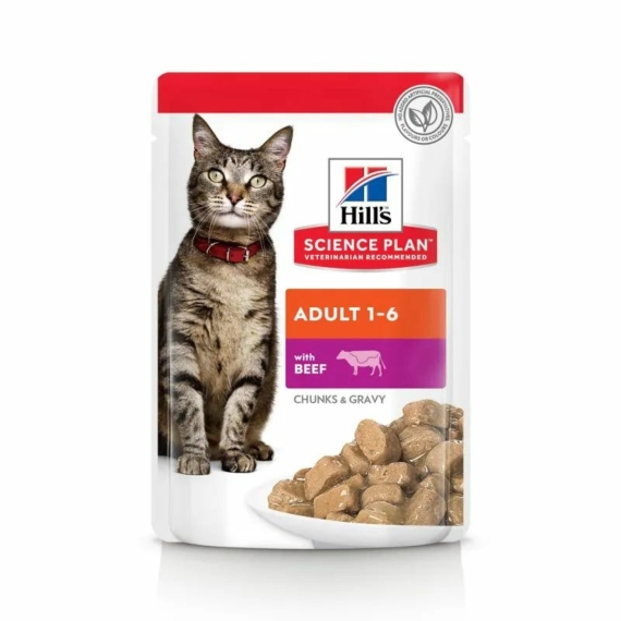 Hills Science Plan Feline Adult Beef CiG Alutasak 12x85g – konzerves macskaeledel