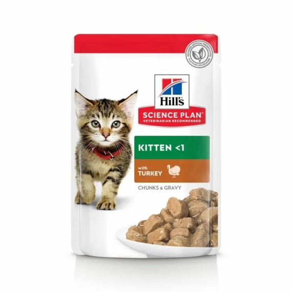 Hills Science Plan Feline Kitten Turkey CiG Alutasak 12x85g – konzerves macskaeledel