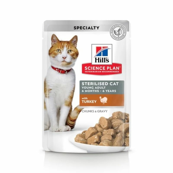 Hills Science Plan Feline Young Adult  SterilzedCat Turkey Alutasak 12x85g – konzerves macskaeledel