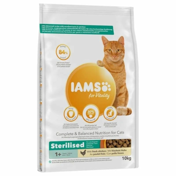 Iams Cat Adult Sterilized csirke 10kg – száraz macskatáp