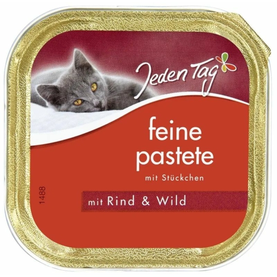 Jeden Tag Cat Adult Alutálka Marha&Vad paté 100g – konzerves macskaeledel