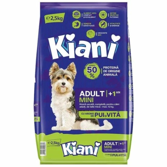 Kiani kutya száraztáp mini csirke - marha 2,5kg – száraz kutyatáp