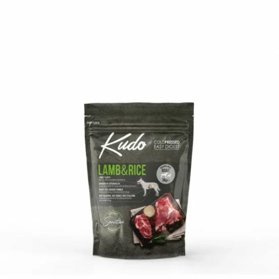 Kudo Low Grain Adult Lamb/Rice Medium/Maxi száraz kutyatáp bárány, rizs 3kg – száraz kutyatáp