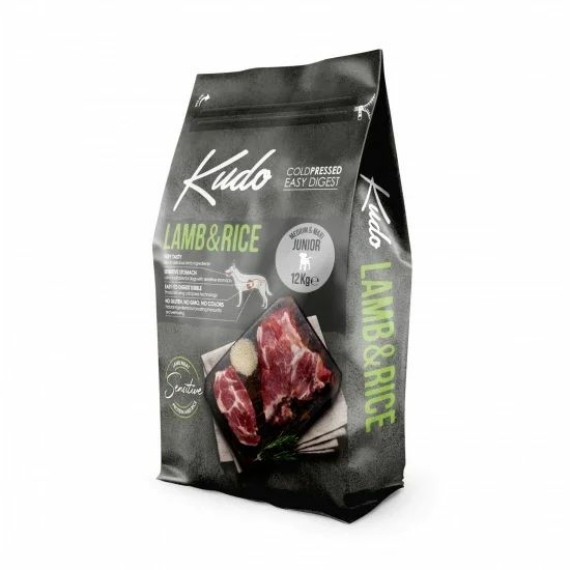 Kudo Low Grain Junior Lamb/Rice Medium/Maxi száraz kutyatáp bárány, rizs 12kg – száraz kutyatáp