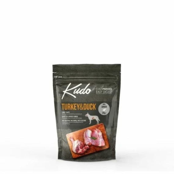 Kudo Low Grain Junior Turkey/Duck Mini száraz kutyatáp pulyka, kacsa 3kg – száraz kutyatáp