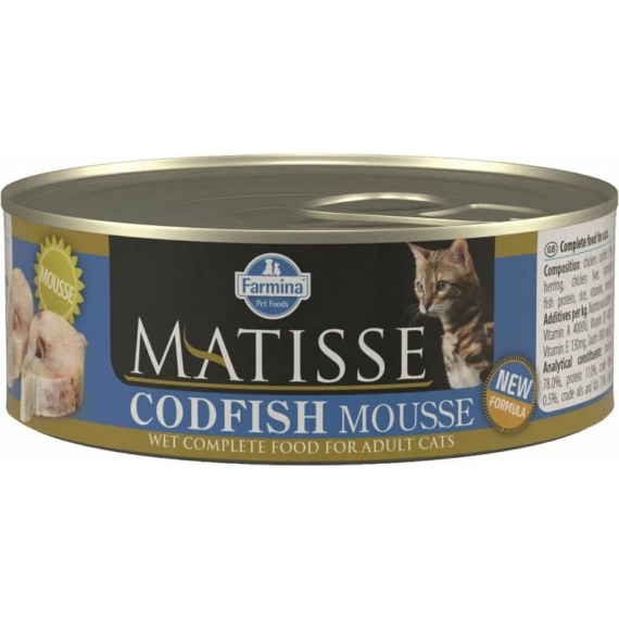 Matisse Cat konzerv Mousse Tőkehal 85g – konzerves macskaeledel